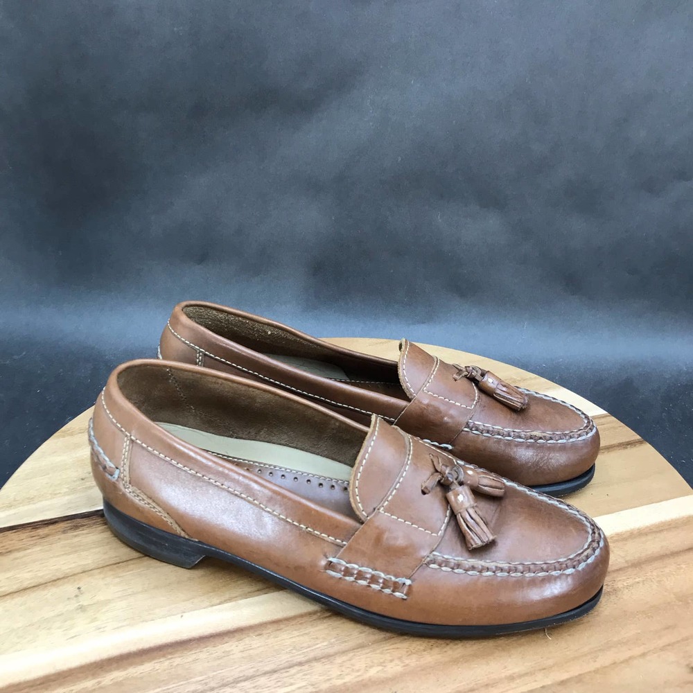 Johnston & Murphy Brown Leather Tassel Loafers Slip On Shoes Mens Size 10.5 M